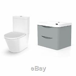 Modern Light Grey Basin Vanity Wall Hung Rimless Close Coupled Toilet Merton