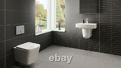 Modern Rimless Square Wall Hung Mounted Toilet Pan square WC Slim Soft seat