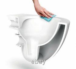 Modern Rimless Square Wall Hung Mounted Toilet Pan square WC Slim Soft seat