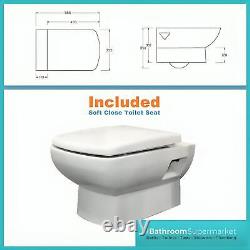 Modern Space Saving Wall Hung Toilet WC Pan White Soft Close Seat COSY