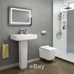 Modern Square Wall Hung Mounted Toilet Pan square WC Slim Soft seat
