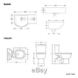 Modern Toilet & Small Right Hand Wall Hung Basin Cloakroom Suite