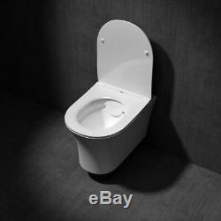 Modern Wall Hung Bathroom Toilet Pan WC Soft Close Toilet Seat White