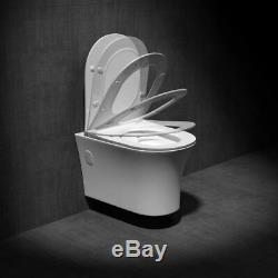 Modern Wall Hung Bathroom Toilet Pan WC Soft Close Toilet Seat White