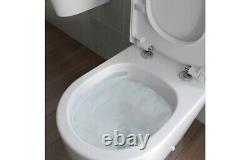 Modern Wall Hung Mounted Rimless Toilet WC Slim Soft Close Crown DIY Bathrooms
