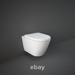 Modern Wall Hung Toilet Round Pan with Soft Close Seat Bathroom Compact WC