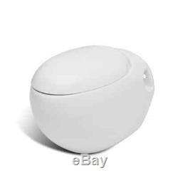 Modern Wall Hung Toilet with Soft Close Toilet Seat Luxury WC Egg Design White