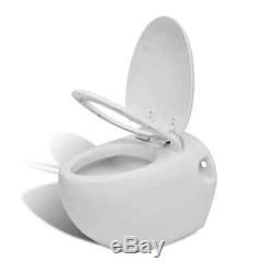 Modern Wall Hung Toilet with Soft Close Toilet Seat Luxury WC Egg Design White