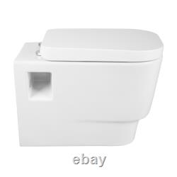 Modern Wall Hung WC White Ceramic Bathroom Toilet Pan & Soft Close Seat