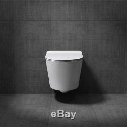 Modern Wall Mounted Toilet Glossy White Ceramic With D Shaped Soft Close Seat