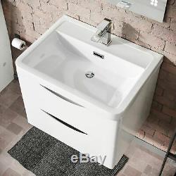 Modern White Basin Sink Vanity Wall Hung & Rimless Close Coupled Toilet Lyndon