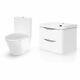 Modern White Basin Sink Vanity Wall Hung & Rimless Close Coupled Toilet Merton
