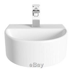 Modern White Cloakroom Bathroom Suite Toilet WC with Wall Hung Basin Sink