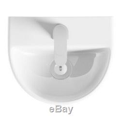 Modern White Cloakroom Bathroom Suite Toilet WC with Wall Hung Basin Sink