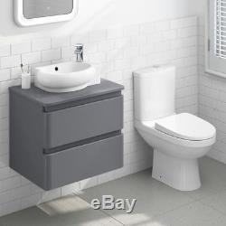 Modern White Toilet & Left Hand Wall Hung Basin Cloakroom Suite