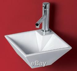 Modern bathroom cloakroom 360mm vanity wash basin sink wallhung square PYRAMID