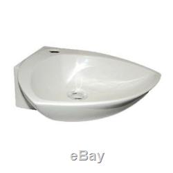 Modern bathroom cloakroom 410mm vanity wash basin sink wallhung corner TILLY