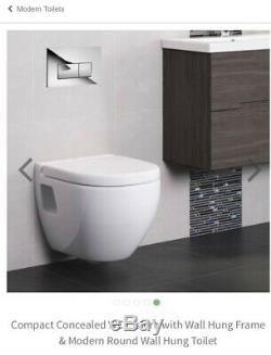 Modern wall hung white toilet, enclosed cistern, Brand New