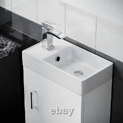 Nanuya 400mm Cloakroom Wall Hung Basin Vanity Unit & Concealed Cistern WC Toilet
