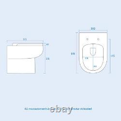 Nes Home Rimless D Shaped Wall Hung Toilet Pan with Soft Close Toilet Seat White