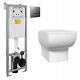 Nes Home Rimless Square Wall Hung Toilet Pan With Soft Close Seat & Wall Frame