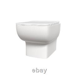 Nes Home Rimless Square Wall Hung Toilet Pan with Soft Close Seat & Wall Frame