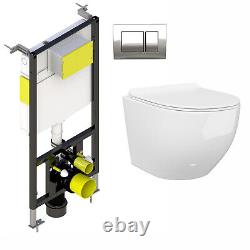 Nes Home Walmley Rimless Wall Hung Toilet Pan with Framed Cistern