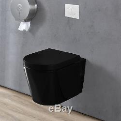 Neu. Haus Ceramic Wall Hung WC + Cistern BLACK Soft-Close Toilet Tank Toilette
