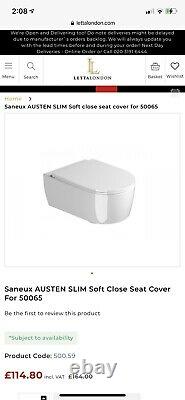 New SANEUX AUSTEN Rimless Wall Hung WC Pan 50065 & Soft Close Seat Cover 500.59