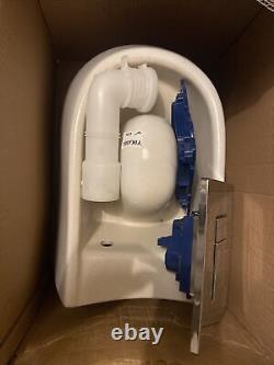 New White Bathroom Floating Toilet Wall Mounted With Grohe Flush Button & Parts