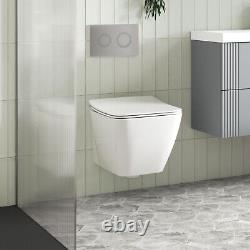 Nuie Ava Modern Wall Hung Toilet Pan Slimline Soft Close Seat Bathroom Loo