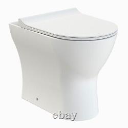 Nuie Freya Modern Rimless Back to Wall Toilet Pan Soft Close Seat Bathroom WC