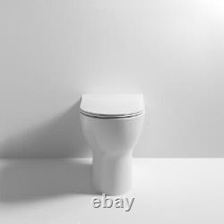 Nuie Freya Modern Rimless Back to Wall Toilet Pan Soft Close Seat Bathroom WC