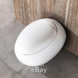 Oval Egg Design Back To Wall Hung Toilet Soft Close Seat Bathroom WC Pan