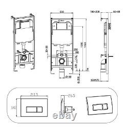 Palma Wall Hung Toilet 1160mm Pneumatic Frame & Cistern & Chrome BUN/PALWH/91075