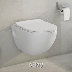Phoebe Wall Hung Toilet Pan Ceramic WC & Luxury Wafer Thin Soft Close Seat