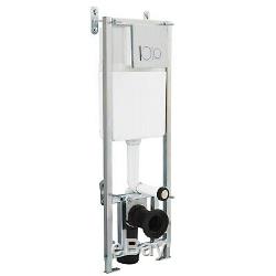 Premier Wall Hung Toilet Fixing Frame Dual Flush Concealed Cistern Chrome Button