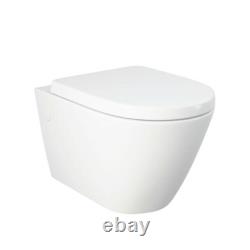 RAK Ceramics Compact D Shaped Wall Hung WC Toilet Pan & Soft Close Seat