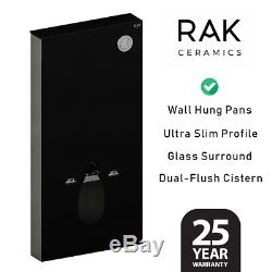 RAK Ceramics Wall Hung WC Toilet Pan Slim Profile Glass Cistern Frame Dual Flush