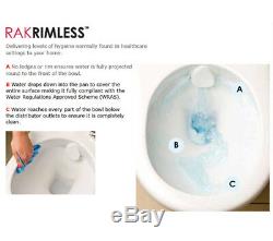 RAK Elena Rimless Wall Mount Hung WC Toilet Pan With Soft Close Seat 520mm