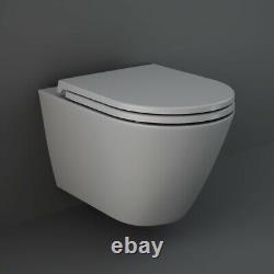 RAK Feeling Bathroom Wall Hung Toilet Pan Rimless Matt Grey Soft Close Seat