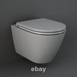 RAK Feeling Rimless Wall Hung Toilet Pan & Soft Close Toilet Seat Matt Grey