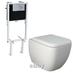 RAK Metropolitan Square Wall Hung WC Toilet Pan & Seat Concealed Cistern Frame
