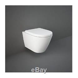RAK Modern RIMLESS Compact D Shaped Wall Hung WC Toilet Pan & Soft Close Seat