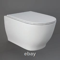 RAK Moon Rimless Hidden Fixings Wall Hung Toilet + Soft Close Seat