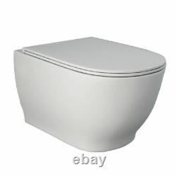 RAK Moon Rimless Toilet WC Pan & Soft Close Seat Wall Hung Dual Cistern Frame
