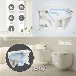 RAK Moon Rimless Wall Hung Toilet Hidden Fixations 560mm Depth Soft Close Seat