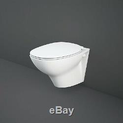 RAK Morning Rimless Wall Hung Toilet With Exposed Fitting Soft Close Seat