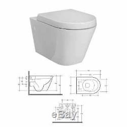 RAK Resort RIMLESS Compact D Shaped Wall Hung Toilet Pan With Soft Close Seat