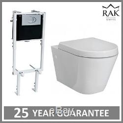 RAK Resort RIMLESS Wall Hung Toilet Pan & Concealed Frame Cistern & Flush Plate